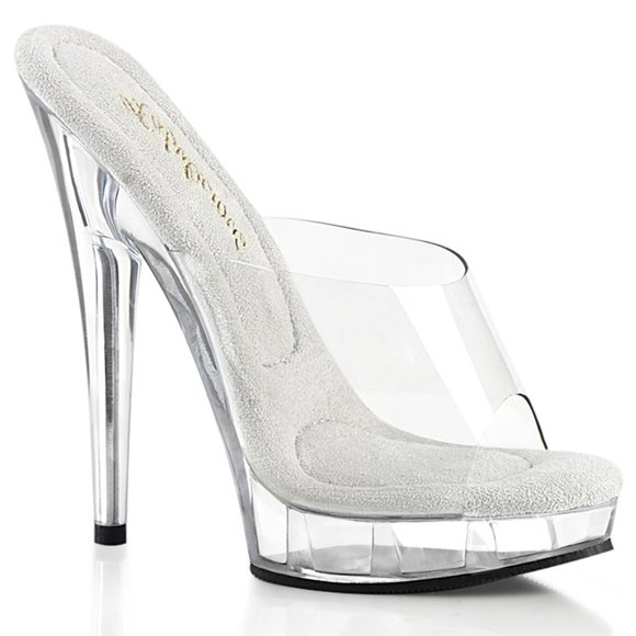 Pleaser Shoes - Fabulicious Sultry-601 6" Heel, 1" Platform Peep Toe Slide Clear